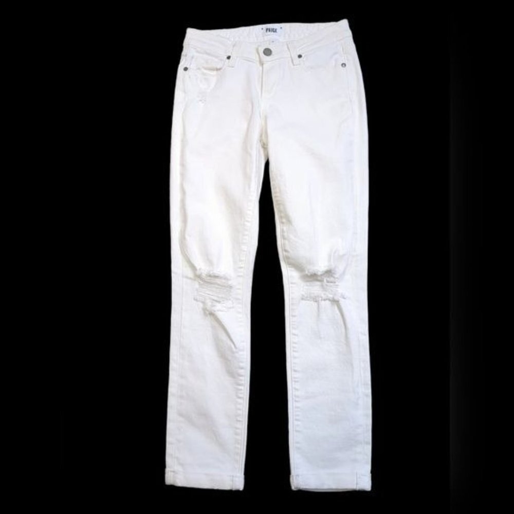 PAIGE White Jeans Womens 26 Crisp White Denim Skyline Verdugo Low Rise Crop*